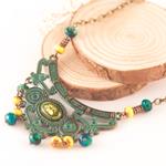 Collar Troya Verde | COTRYA | collares, de, verdes, verde, amarillo, amarillos, metal, babero, patina