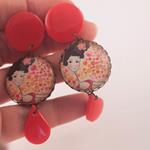 Pendientes Lola | PNLOLA | Pendientes, Largos, Flamencos, Rojos, de lunares
