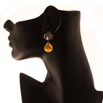 Pendientes Abeja y Flor Amarilla Plata