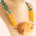 Collar Cobre Ethnic | COCOET | collares, de, caldedonia, calcedonias, agata, agatas, madreperla, amarillo, amarillos, verde, verdes, cobre