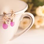 Pendientes Etiopía | PNETIO | Pendientes, de Jade, de Piedras, Rosa, de oro