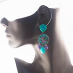 Pendientes Triana | PNTRIA | Pendientes, Largos, Turquesas, Morados, de Flores, Flamencos, Verdes