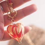 Collar Corazón de Murano | COCOMU | Collar, Collares, Corazón, rojo, de acero, de oro