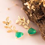 Pendientes Rama Oro y aguamarina