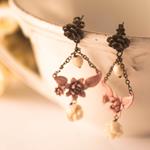 Pendientes Jane Austen | PNJAAU | Pendientes, largos, rosas, de flores, vintage