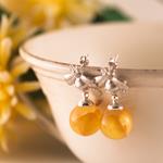 Pendientes Abeja y Flor Amarilla Plata