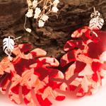 Pendientes Hoja de Palmera Plata Rojos