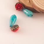 Pendientes Rosa Roja Y lágrima de Jade Azul