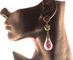 Pendientes Calcedonia y Flores secas Morados