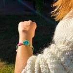 Pulsera Rosa Azul Ajustable | PLROAJ | pulseras, de rosas, azules, rosas, blancas, de perlas