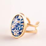 Anillo Spring | ANLEAV | Anillos, Anillo ajustable, de acero inoxidable, de flores, azul, de oro