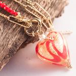 Collar Corazón de Murano | COCOMU | Collar, Collares, Corazón, rojo, de acero, de oro