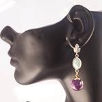 Pendientes Amazonita y Flores | PNAMFL | Pendientes, Largos, de Flores, de Amazonita, Azules, Morados, Oro