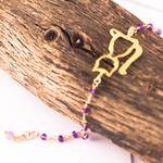 Pulsera de Gato y Amatistas Oro Mate