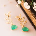 Pendientes Rama Oro y aguamarina