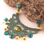 Collar Troya Verde | COTRYA | collares, de, verdes, verde, amarillo, amarillos, metal, babero, patina