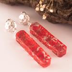 Pendientes de Plata Torre Flores Secas Rojos