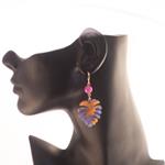 Pendientes Hoja y Calcedonias Lila