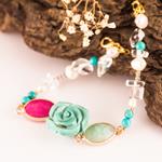 Pulsera Rosa Azul Ajustable | PLROAJ | pulseras, de rosas, azules, rosas, blancas, de perlas