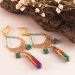Pendientes Damasco | PNDAMA | Pendientes, Largos, de piedras, de oro, menta, verdes