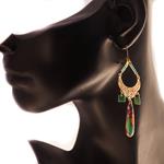 Pendientes Damasco | PNDAMA | Pendientes, Largos, de piedras, de oro, menta, verdes