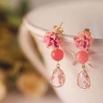 Pendientes Pink Lover | PNPILO | Pendientes, rosas, de rosa, Calcedonia, largos, flores