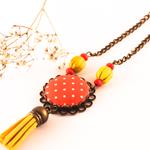 Collar Borla Rojo | COBORO | collares, rojos, de, leopardo, boton, borla, borlas, amarillo, amarillos, lunares