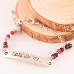 Pulsera Frase famosa y Cristal Checo