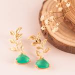 Pendientes Rama Oro y aguamarina