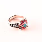 Anillo Ajustable Flor Real Rojo y Azul