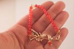 Pulsera Calcedonia pajaritos | PLCAPA | Pulsera, de oro, roja, de pajaritos, de piedras