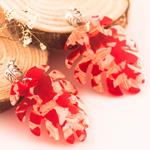 Pendientes Hoja de Palmera Plata Rojos
