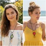 Collar Borla Rojo | COBORO | collares, rojos, de, leopardo, boton, borla, borlas, amarillo, amarillos, lunares