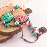 Pulsera Carlota | PLCARL | Pulsera, de cristal, morada, menta, vintage