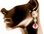 Pendientes Flor de Loto | PNFLLI | pendientes, de, largos, morados, verdes, ágatas, aventurinas, plata, flor de loto