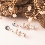 Pendientes Rosa color plata y azul | PNRPYA | Pendientes, para novias, de boda, de plata