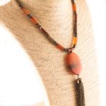 Collar Agata Borla | COAGBO | collares, de, hematites, agata, agatas, jaspe, marron, marrones, borla, borlas