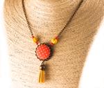 Collar Borla Rojo | COBORO | collares, rojos, de, leopardo, boton, borla, borlas, amarillo, amarillos, lunares