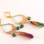 Pendientes Damasco | PNDAMA | Pendientes, Largos, de piedras, de oro, menta, verdes