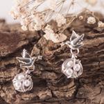 Pendientes Birds | PNBIRD | Pendientes, de Plata, de Perlas, para novias, de novias