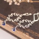 Pendientes Laurel Azul | PNLAAZ | Pendientes, de Plata, de Hojas, de novias, para boda