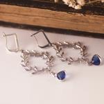 Pendientes Laurel Azul | PNLAAZ | Pendientes, de Plata, de Hojas, de novias, para boda