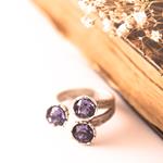 Anillo Geometric Morado | ANGEMO | anillos, de, ajustables, cristal, plata, morados, morado