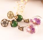 Pendientes Calcedonia y Flores secas Morados