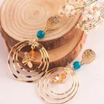 Pendientes Tres Aros Abeja | PNTRAA | Pendientes, Largos, de Oro, Calcedonias, Abejas