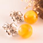 Pendientes Abeja y Flor Amarilla Plata