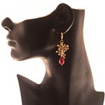 Pendientes Flores Oro Rojos