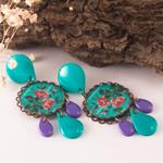Pendientes Triana | PNTRIA | Pendientes, Largos, Turquesas, Morados, de Flores, Flamencos, Verdes