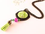 Collar Borla Fucsia o Verde | COBOFU | collares, de, rosa, rosas, boton, borla, borlas
