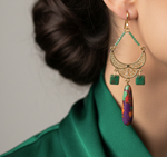 Pendientes Damasco | PNDAMA | Pendientes, Largos, de piedras, de oro, menta, verdes